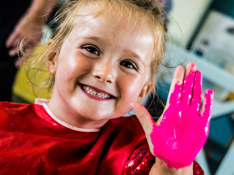 Hand painting at Kirkburton Pre-School